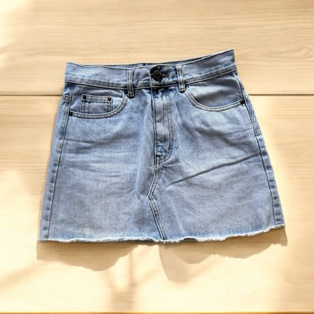 Denim Vintage Wash Mid-Rise Mini Skirt by Denim Glasson (Australia Brand)